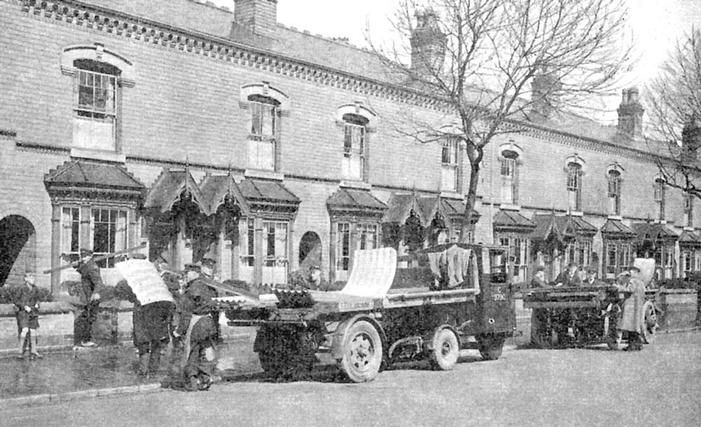 Anderson Air-raid Shelters being distributed in Birmingham by Great Western Railway cartage services in early 1939