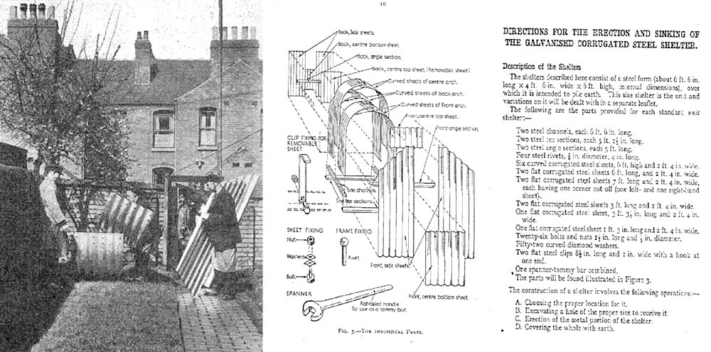 Components of a corrugated steel Anderson Shelter being delivered to a back garden in Birmingham by Great Western Railway Cartage services in early 1939