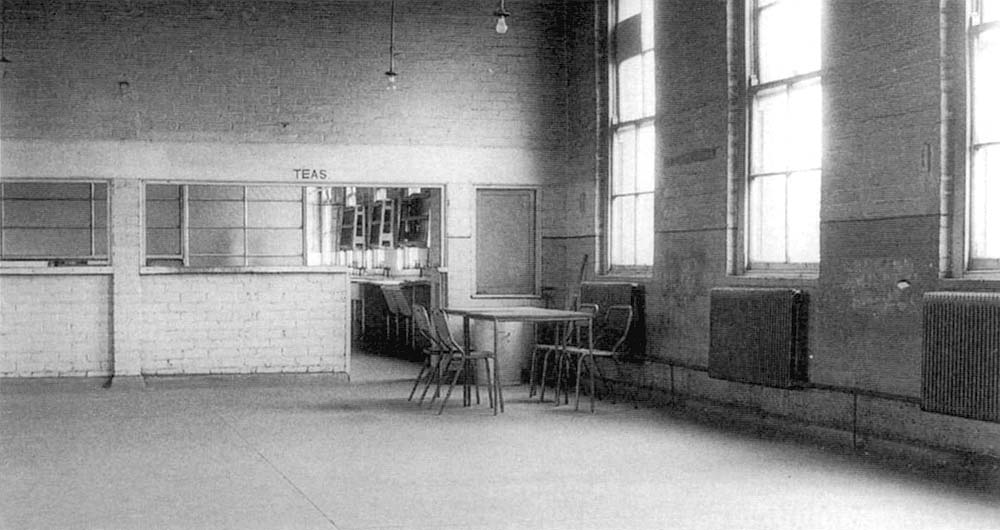 An internal view of the canteen for wages grade staff located on the top floor of Hockley's rebuilt main offices