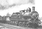 GWR 'Dean Goods' 0-6-0 No 2410 hurries past with an up freight service near to Knowle & Dorridge circa 1911