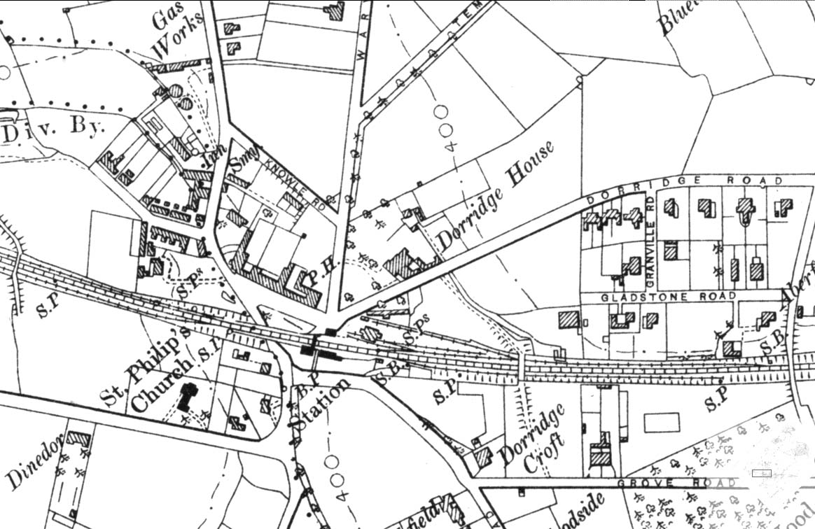 Close up of the 1905 OS Map showing the main station building has now been transferred to the down platform
