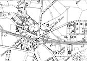 Close up of the 1905 OS Map showing the main station building has now been transferred to the down platform