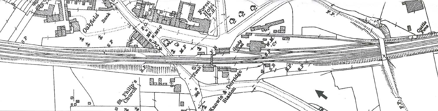 Map of Knowle and Dorridge station prior to the remodelling of the station due to the quadrupling of the lines
