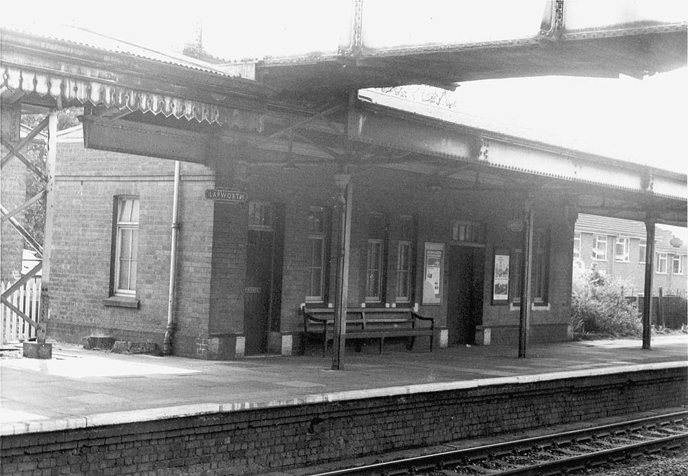 View looking towards Leamington showing the building erected on Platform 1 when the line was quadrupled