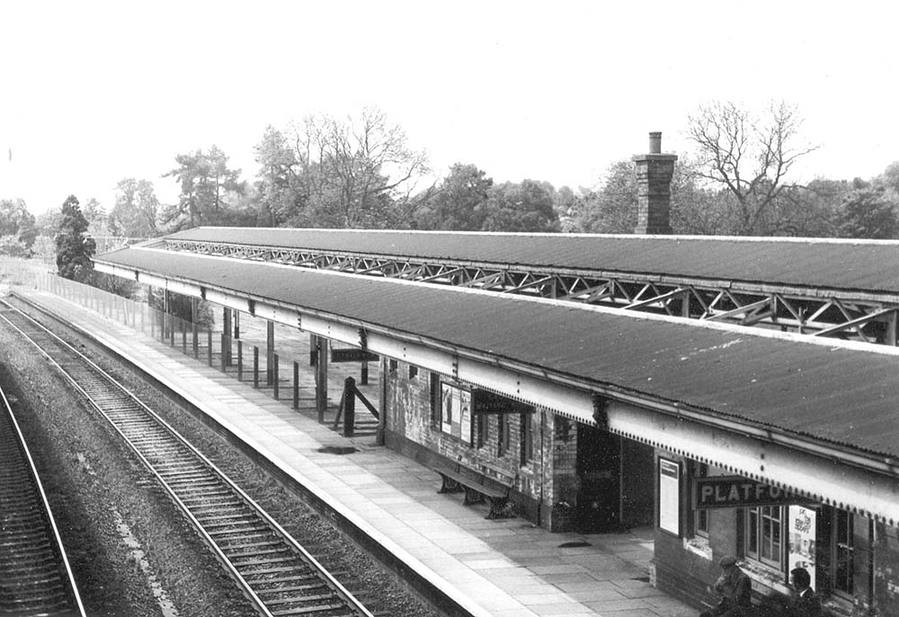 Looking towards Leamington showing Lapworth station's platform 2 on 3rd June 1972