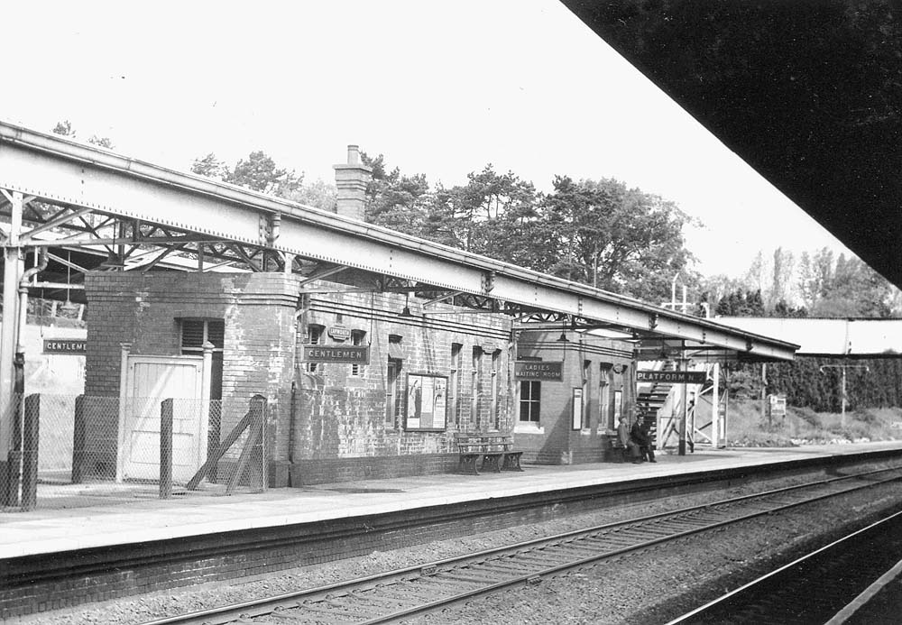 View of the Birmingham end of Platform 2 showing the passenger building still in use on 3rd June 1972