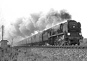 Rebuilt ex-SR West Country 4-6-2 No 34040 'Crewkerne' on a football special near Lapworth on 27th April 1963