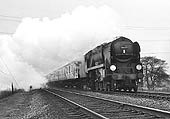 West Country Class 4-6-2 No 34098 'Templecombe' near Lapworth with a football special on 27th April 1963