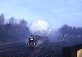 British Railways built 4-6-0 No 7029 Clun Castle heads a SLS special after crossing to the up main 24th January 1965