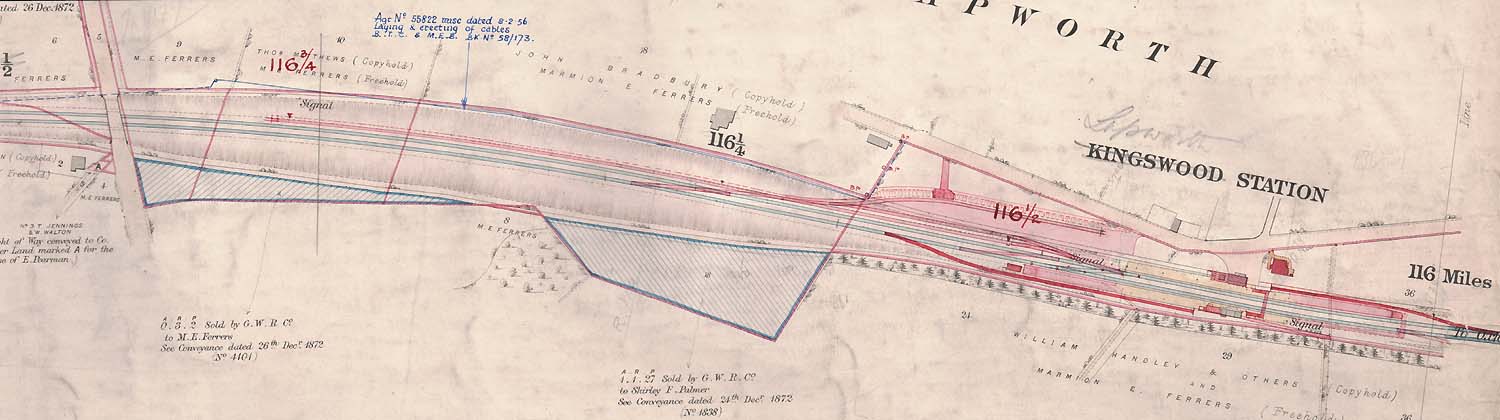 This Great Western Railway Land Survey Plan dated 1878, shows the original Kingswood Station