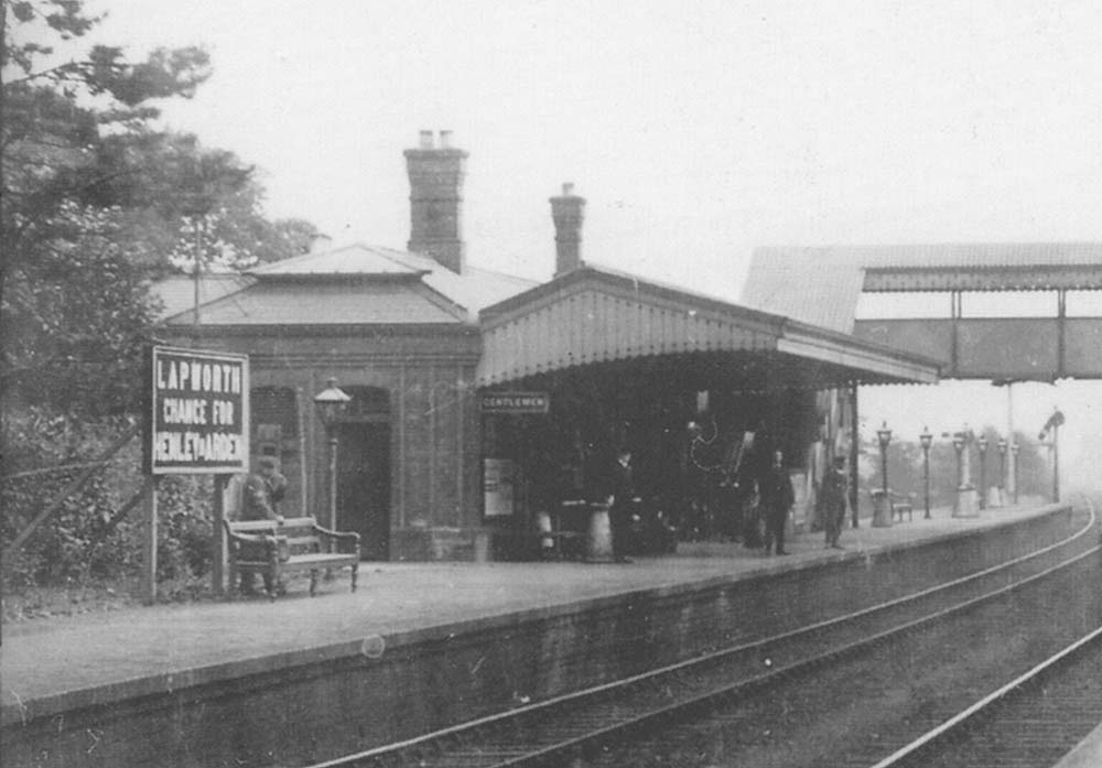 Close up showing the up platform and main station building which provided accommodation for the station master, booking office and passenger facilities