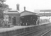 Close up showing the up platform and main station building which provided accommodation for the station master, booking office and passenger facilities