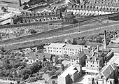 Aerial photograph of the short link line between the Great Western Railway�s main line and the L&NWR line to Rugby