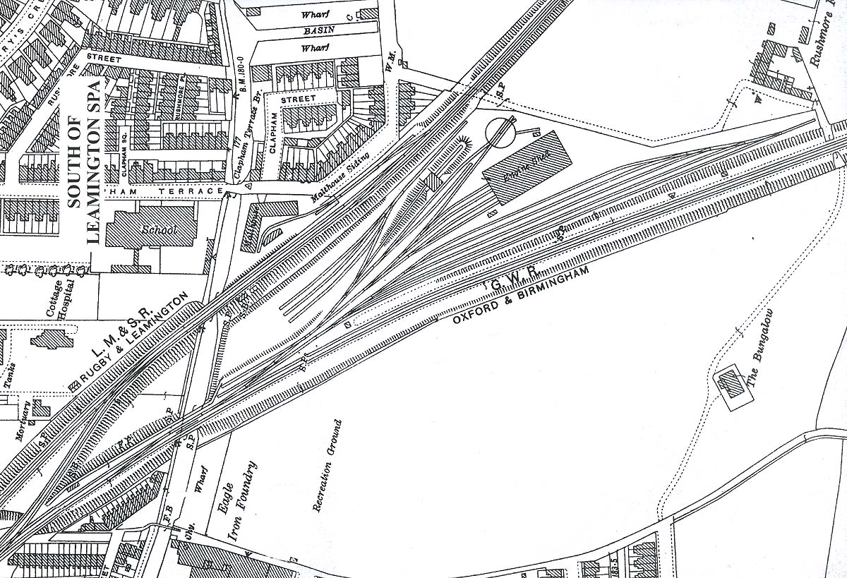 A 1925 map showing the layout of Leamington shed and the carriage sidings which were adjacent to the line to Paddington