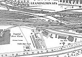 A 1925 map showing the northern approach to Leamington station, the goods yard and the exchange sidings