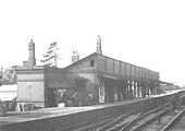 A 1936 view showing that the rebuilding of the station commenced at the Birmingham end of the down platform
