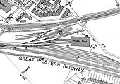 Part of the 1939 OS map showing Leamington's second engine shed located between the LNWR's and GWR lines