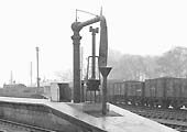 Close up showing the 1947 remodelled down platform which included a new water crane, drain and brazier