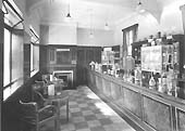 View of the interior of Leamington station's up platform's refreshment room shortly after opening in October 1939