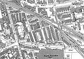 Part of the 1939 OS map showing the GWR and LNWR lines south of Leamington station and the junction