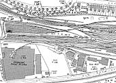 Part of the 1939 OS map showing the northern approach and sidings to Leamington station