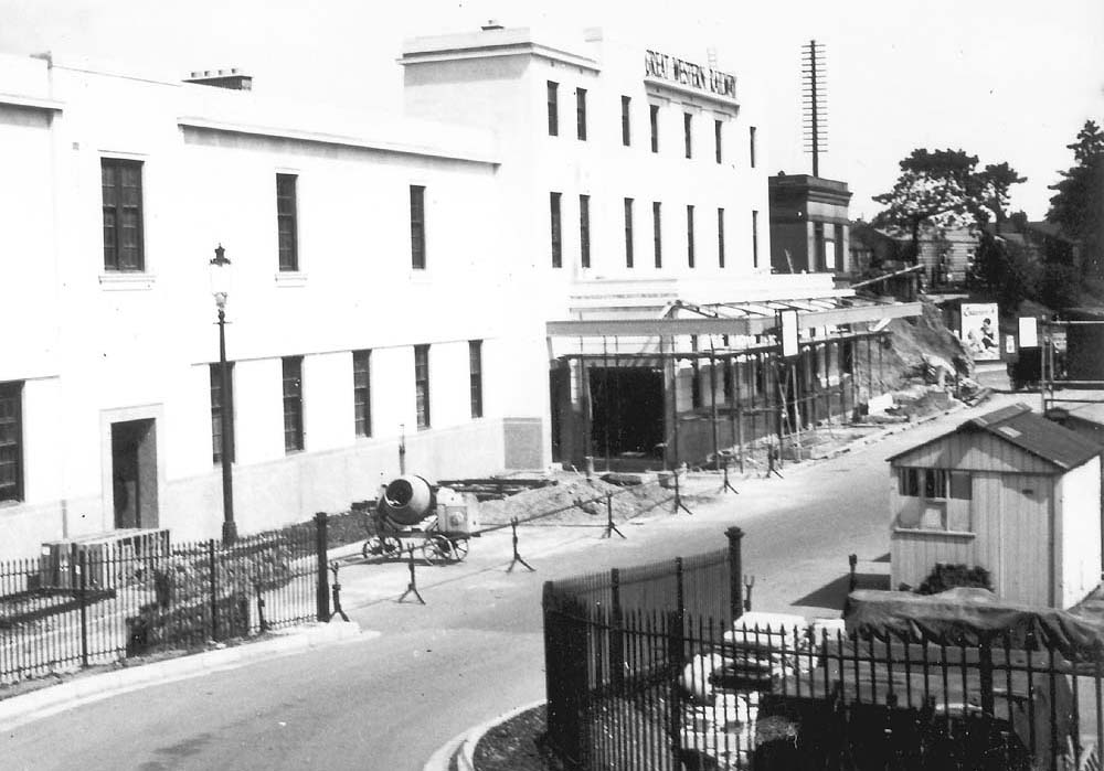 Close up showing the three storey section of Leamington station's new building and the new entrance and canopy
