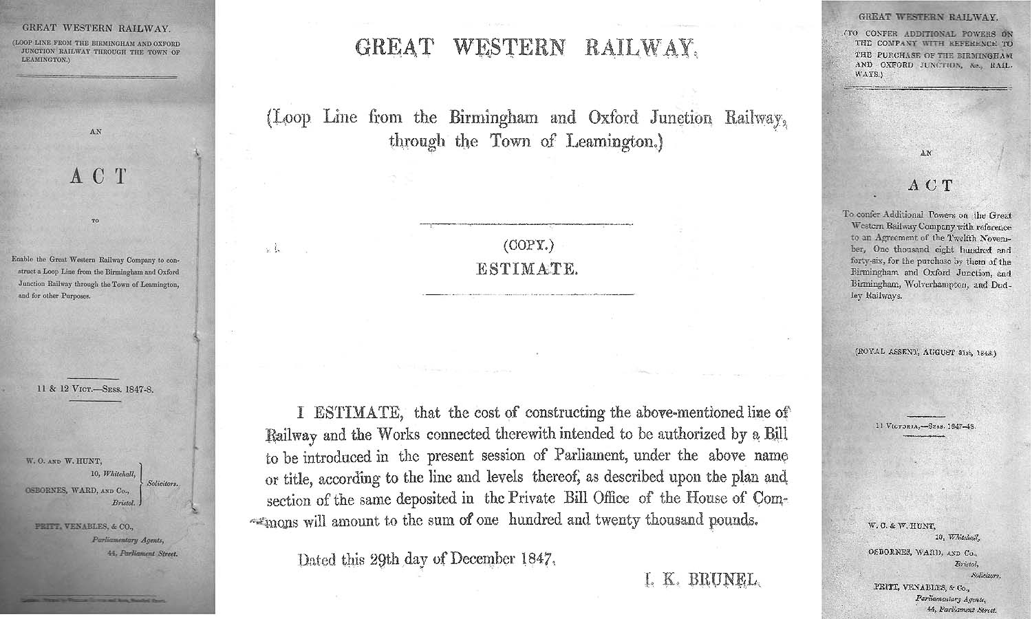 Copy of the Parliamentary Act authorising the GWR Loop Line through the Town of Leamington