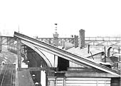 Close up showing the truncated roof of the original station's excursion train shed which lay adjacent to the goods loop