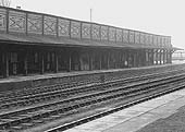 Close up showing the alterations to the old train shed which included a new canopy which sloped downwards