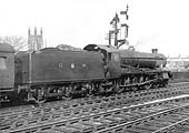 GWR 4-6-0 No 1016 'County of Hants' departs Leamington with an up express shortly after the Second World War