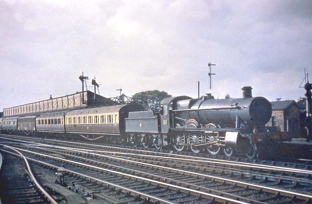 GWR 4-6-0 No 4936 'Kinlet Hall' on an an up empty stock working with a very mixed bag of passenger coaches