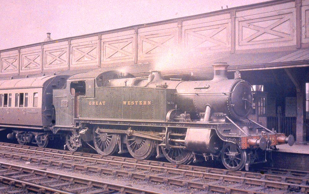 A recently built GWR 5101 class 2-6-2T Large Prairie No 5192 on an up local passenger train