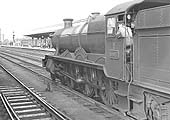 Ex-GWR 49xx Class 4-6-0 No 6917 'Oldlands Hall' passes through Leamington station on 5th October 1963