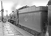 Ex-GWR 4-6-0 King Class No 6011 'King James I' stands at Leamington with the down Cambrian Coast Express on 20th April 1962