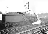 Ex-GWR 4073 Class 4-6-0 No 5054 ' Earl of Ducie' is seen departing from Leamington's up platform in 1964