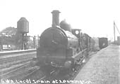 An unidentified 'Standard Goods' 0-6-0 arrives at Leamington on a local Banbury to Birmingham train