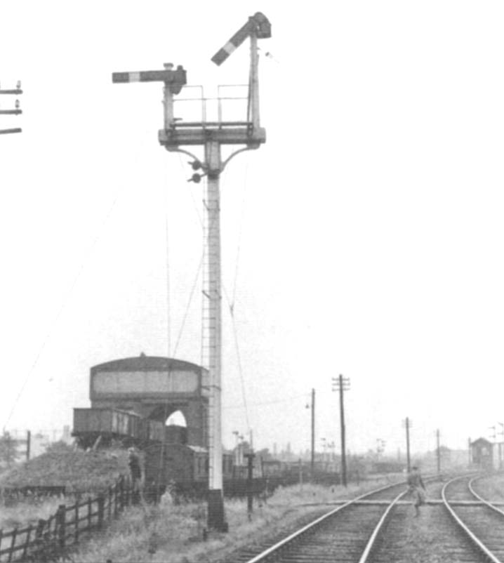 Leamington shed's coaling stage viewed from the eastern end of the former LNWR Leamington to Rugby branch