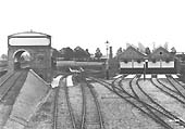 View of the three main components of the 1906 engine shed, the coal stage, the turntable and the four-road shed