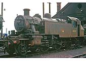 British Railways built 2MT 2-6-2T No 41231, standing in front of Leamington shed in March 1962
