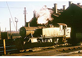 Ex-GWR 2-6-2T No 5192 standing in the late afternoon sun at the front of Leamington shed in December 1961