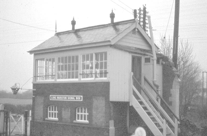 Long Marston Signal Box showing the remaining abutment wall which part supports the signalman's privy