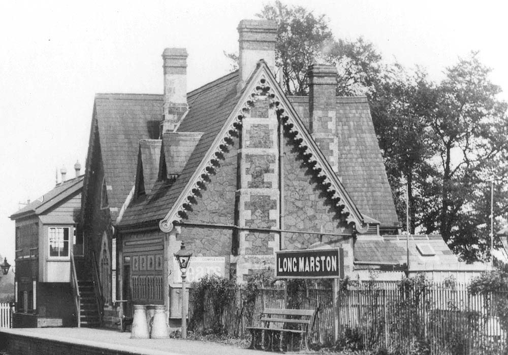 Close up showing the signal box which abutted the station building the latter having a different frontage to that seen in later years