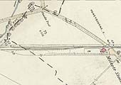 An 1884 Ordnance Survey map of Milcote station showing just the single line, a passing loop and a long siding