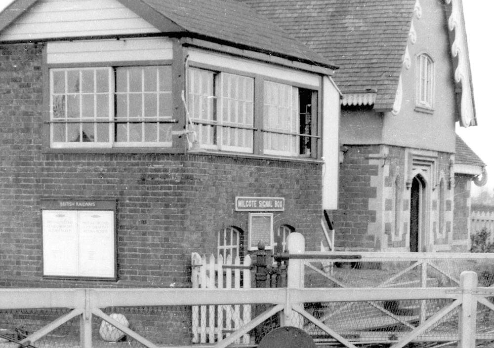 Close up Milcote Signal Box which was accessed via a gate by the level crossing, steps up the original platform and then wooden steps into the signal box