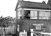 View of Milcote Signal Box a couple of years after the closure of the station when the route was still being used by freight services