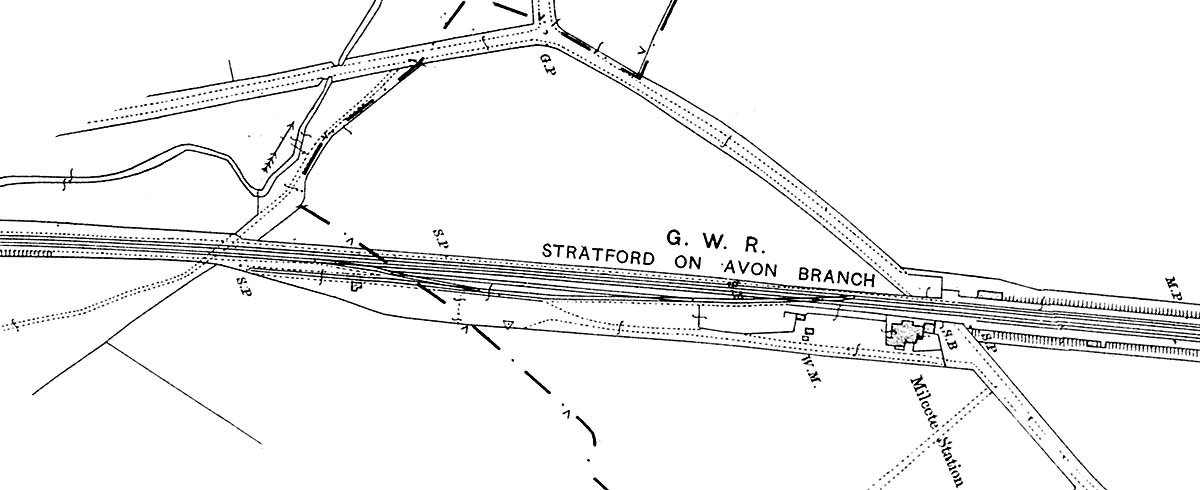 View of the location map showing Milcote station and the goods yard
