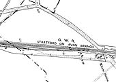 View of the ordance survey map showing Milcote station and its two siding goods yard which opened in 1908