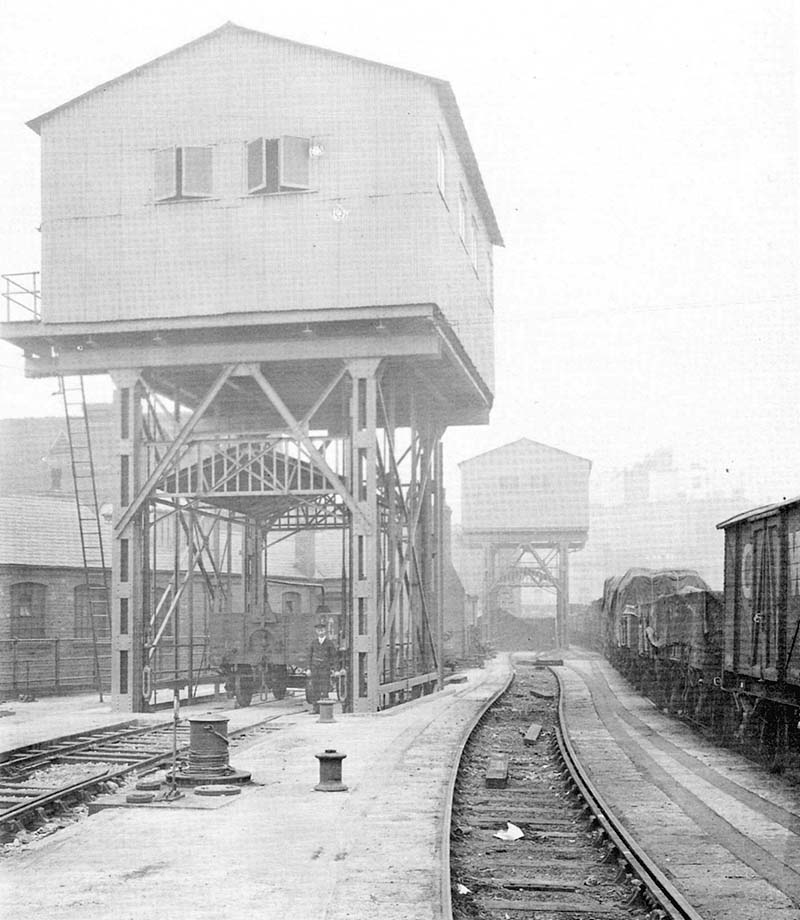 In the foreground is the wagon hoist to shed 'B' and in the distance the wagon hoist to shed 'A' both used to lower wagons to and from the low level sheds