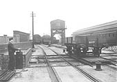 View showing wagons being moved on a traverser whilst in the background is the second wagon hoist to lower shed 'B'