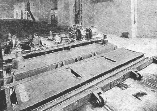 View of Moor Street station's 30 ton traverser sited in the lower sheds that transferred wagons from the lift to the sidings or from the sidings to the lift